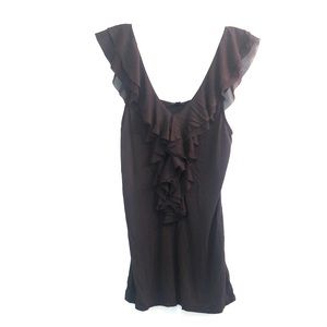 Express Dark Grey Ruffle Sleeveless Top